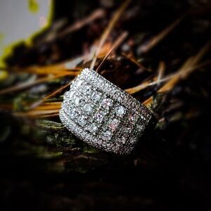 Silver Iced Out Super Bling Men's Ring